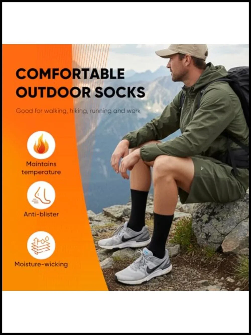 Merino Wool Hiking Socks for Men Women Thermal Winter Cushioned Wicking Crew